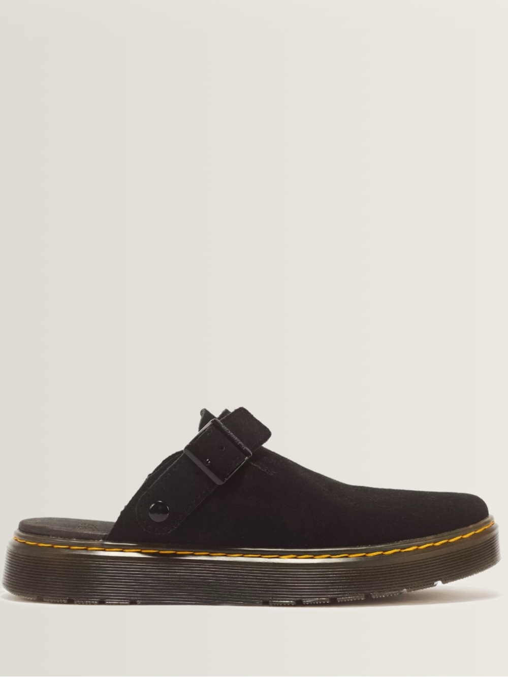 NWT Dr. Martens Black Suede Slip-On Clog with Buckle - Unisex